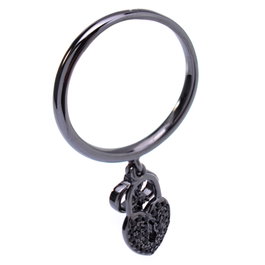 Folli Follie Anillo de Plata de Ley con Esfera Negra, Tamaño 54