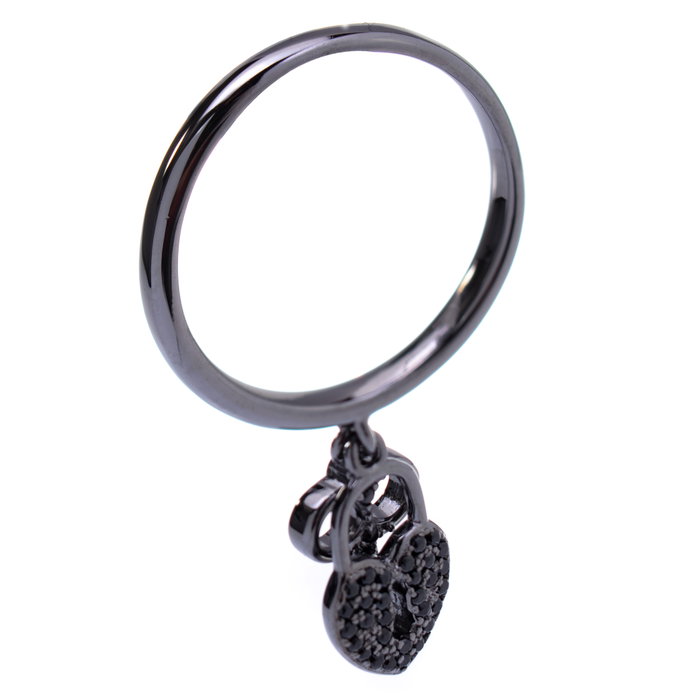 Folli Follie Anillo de Plata de Ley con Esfera Negra, Tamaño 54 Folli Follie Anillo de Plata de Ley con Esfera Negra, Tamaño 54
