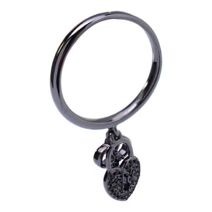 Folli Follie Anillo de Plata de Ley Negro Tamaño 56