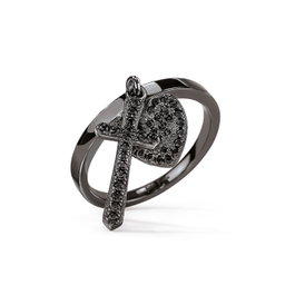 Folli Follie Anillo para Mujer en Acero Inoxidable Negro 56
