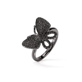 Folli Follie Anillo de Plata de Ley Negro Talla 52