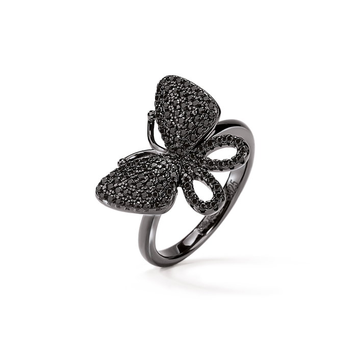 Folli Follie Anillo de Plata de Ley Negro Talla 54 Folli Follie Anillo de Plata de Ley Negro Talla 54
