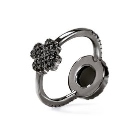 Folli Follie Anillo de Plata de Ley Negro Talla 56
