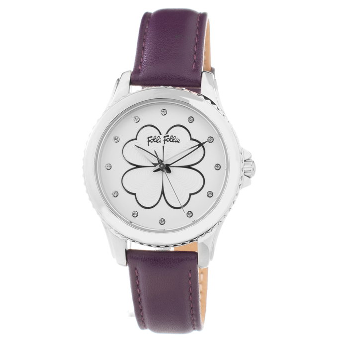 Folli Follie WF15T031SSW con correa de cuero lila Folli Follie WF15T031SSW con correa de cuero lila