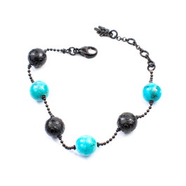 Folli Follie Pulsera de Plata de Ley Negro 4B14B007T