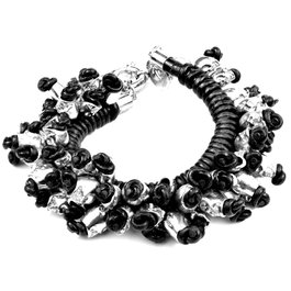 Folli Follie Pulsera de Plata de Ley BA1L018WK en Negro