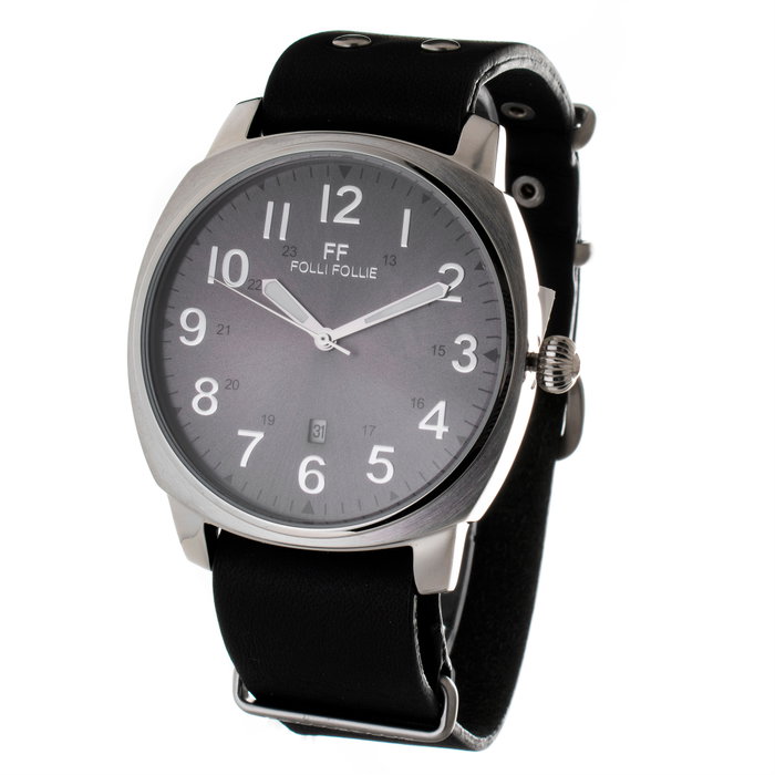 Folli Follie WT14T0015DSDF Reloj Unisex con Correa de Cuero Negra Folli Follie WT14T0015DSDF Reloj Unisex con Correa de Cuero Negra