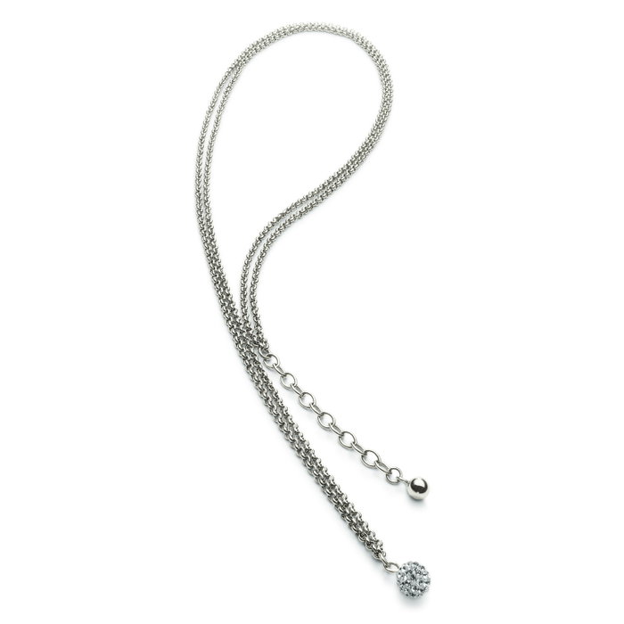 Folli Follie Collar de Acero Inoxidable Bañado en Plata con Circonita 3N0F007C Folli Follie Collar de Acero Inoxidable Bañado en Plata con Circonita 3N0F007C