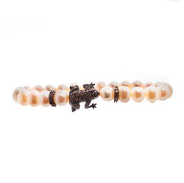 Lancaster Pulsera de Plata de Ley con Diseño de Rana y Circonita Blanco/Marrón JLA-BR-FROG-4-WH
