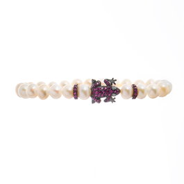 Lancaster Pulsera de Plata de Ley con Diseño de Rana y Circonita