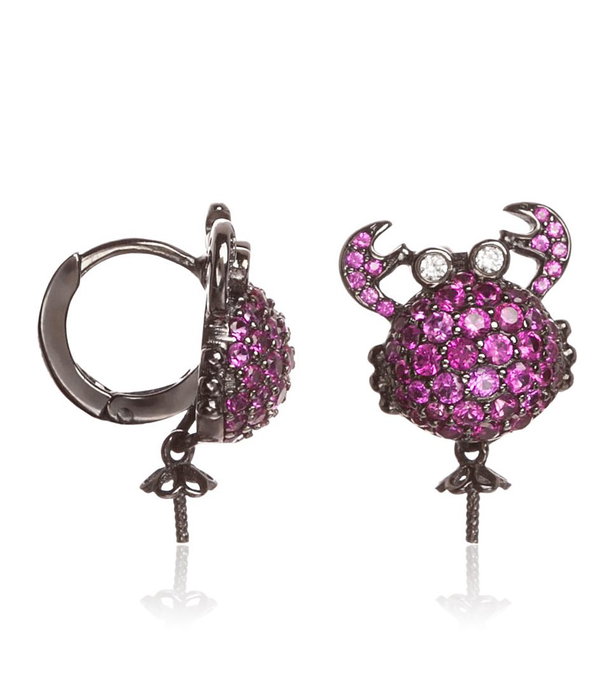 Lancaster Pendientes de Cangrejo en Plata de Ley y Circonita Morada
