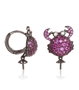 Lancaster Pendientes de Cangrejo en Plata de Ley y Circonita Morada