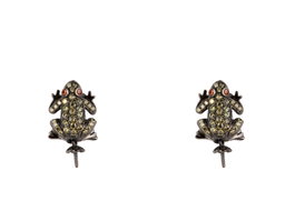 Lancaster Pendientes de Rana en Plata de Ley y Circonita Verde JLA-EAR-FROG-3