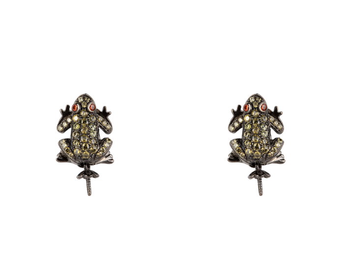 Lancaster Pendientes de Rana en Plata de Ley y Circonita Verde JLA-EAR-FROG-3 Lancaster Pendientes de Rana en Plata de Ley y Circonita Verde JLA-EAR-FROG-3