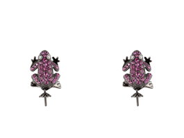 Lancaster Pendientes de Rana en Plata de Ley y Circonita Morada JLA-EAR-FROG-5