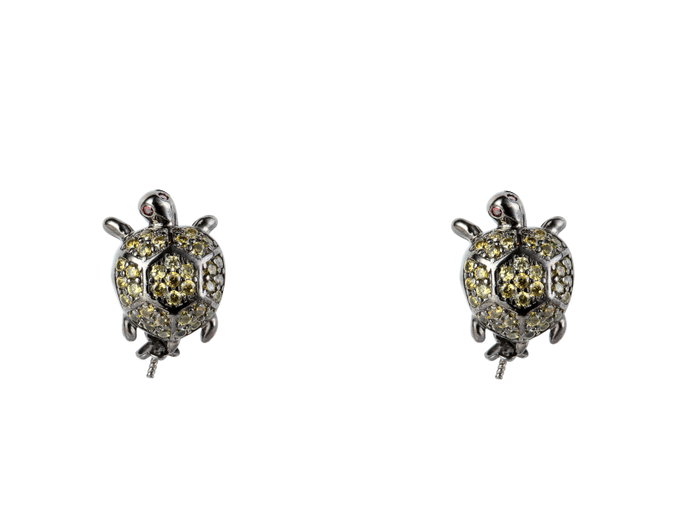 Lancaster Pendientes de Tortuga en Plata de Ley y Circonita Verde Lancaster Pendientes de Tortuga en Plata de Ley y Circonita Verde
