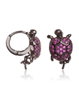 Lancaster Pendientes de Tortuga con Circonita Morada en Plata de Ley