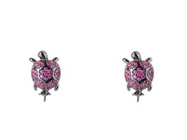Lancaster Pendientes de Tortuga con Circonita Morada en Plata de Ley