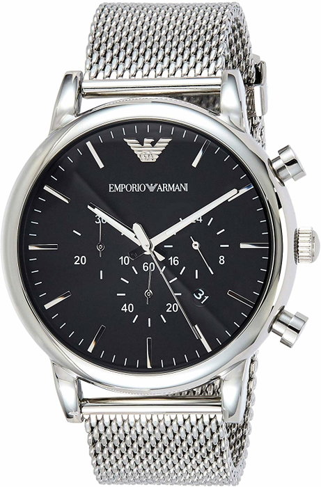 Armani AR1808 Reloj para Hombre Plateado con Esfera Negra Armani AR1808 Reloj para Hombre Plateado con Esfera Negra