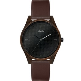 Mam MAM620 Reloj Unisex con Caja de Madera de Sándalo y Correa de Cuero