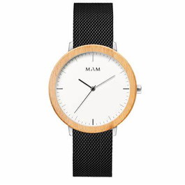 Mam Reloj MAM687 de 39mm con Caja de Madera y Correa de Cuero