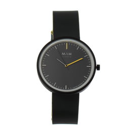 Mam Reloj MAM96 de madera negra y correa de cuero gris