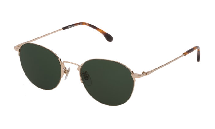 Lozza SL2355-510300 Gafas de sol unisex con detalles dorados y cristal verde Lozza SL2355-510300 Gafas de sol unisex con detalles dorados y cristal verde