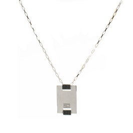 Sif Jakobs Collar de Plata de Ley con Circonitas, Gris, 26 cm