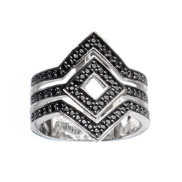 Sif Jakobs Anillo R11059-BK-54 de Plata de Ley y Circonitas