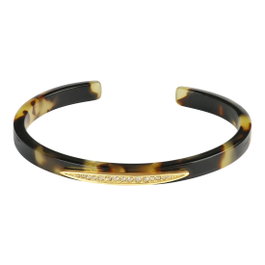 Adore Pulsera Naturale Pave Navette Resin Cuff Marrón