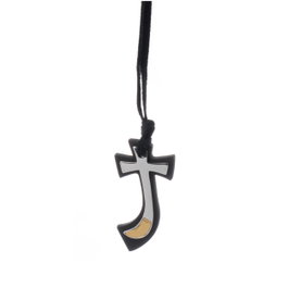 Morellato Collar Ebony Pend.Croce C/Oro C/Alcantara Negro