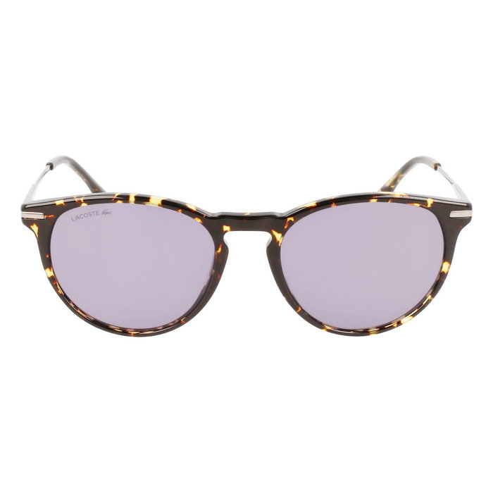 Lacoste L609SND Gafas de Sol Hombre Estilo Redondo Acetato Habana Oscuro Lentes Grises Protección UV - Puente 19mm, Cristal 53mm
