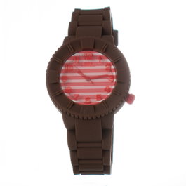 Watxandco COWA1466-RWA1559 Reloj de mujer con correa marrón y esfera naranja