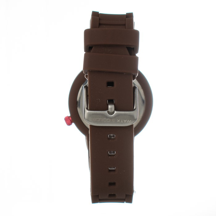 Watxandco COWA1466-RWA1559 Reloj de mujer con correa marrón y esfera naranja