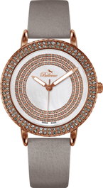 Bellevue Reloj B.44 con correa gris y caja rosa