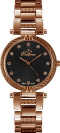 Bellevue D.26 Reloj analógico para mujer con detalles en rosa