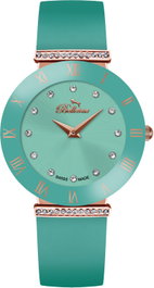 Bellevue Reloj E.110 con caja rosa y correa verde