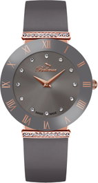 Bellevue Reloj E.112 con caja rosa y correa gris