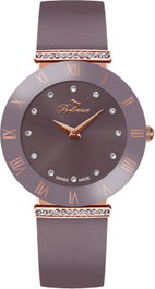 Bellevue Reloj E.122 con caja rosa y correa morada