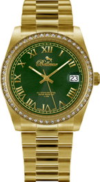 Bellevue Reloj I.14 con esfera verde y correa dorada