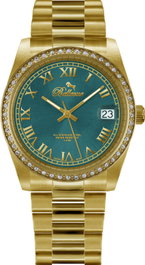 Bellevue Reloj I.16 con correa dorada y esfera azul