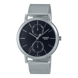 Casio MTP-B310M-1AVEF con esfera negra y correa plateada