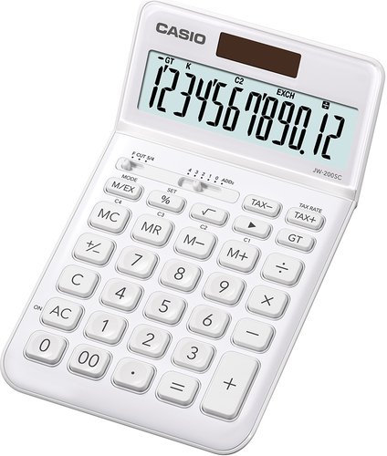 CASIO Calculadora 12 dígitos con ajuste de pantalla - blanco