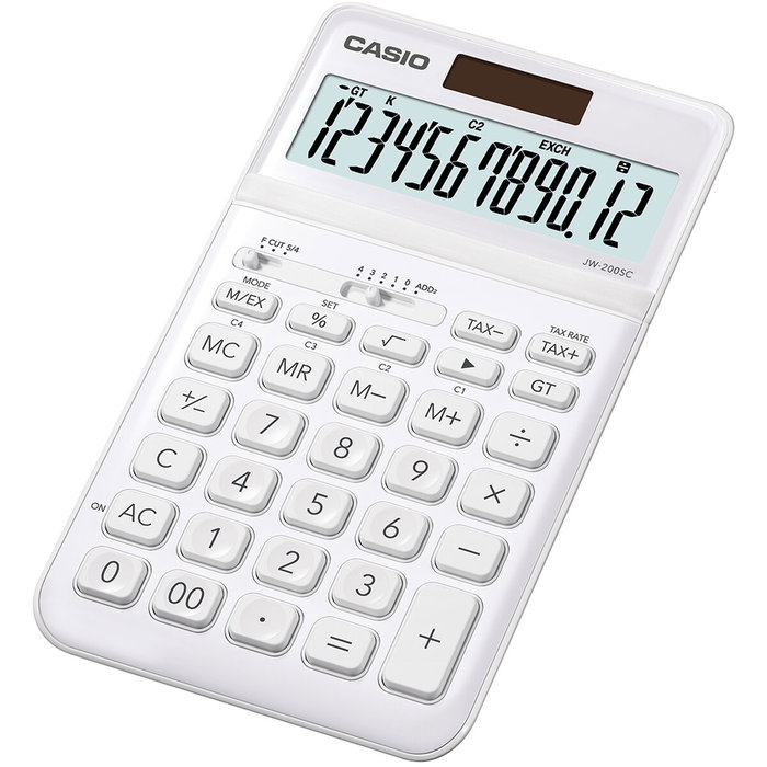 CASIO Calculadora 12 dígitos con ajuste de pantalla - blanco