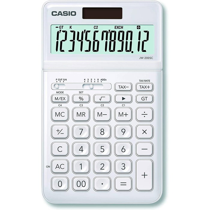 CASIO Calculadora 12 dígitos con ajuste de pantalla - blanco
