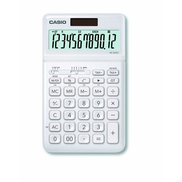 CASIO Calculadora 12 dígitos con ajuste de pantalla - blanco