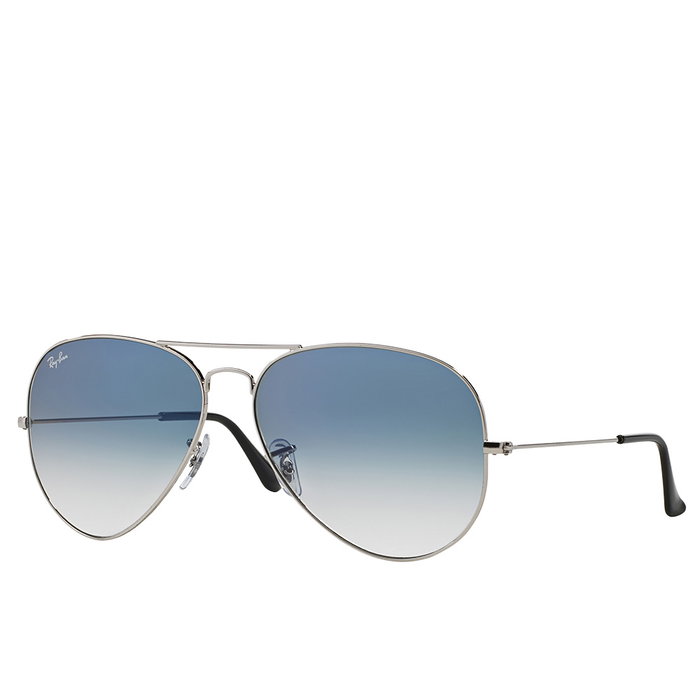 Rayban RB3025 003/3F 58 mm Gafas de Sol para Mujer y Hombre, Montura Plata, Cristales Azul Claro Degradado
