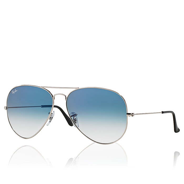 Rayban RB3025 003/3F 58 mm Gafas de Sol para Mujer y Hombre, Montura Plata, Cristales Azul Claro Degradado