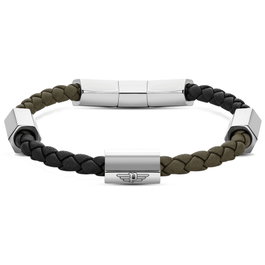 Police Brazalete Skive Bitone Leather 180mm Negro