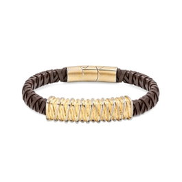 Police Barbedwire Bracelet A.Gold / Brown L. para Hombre